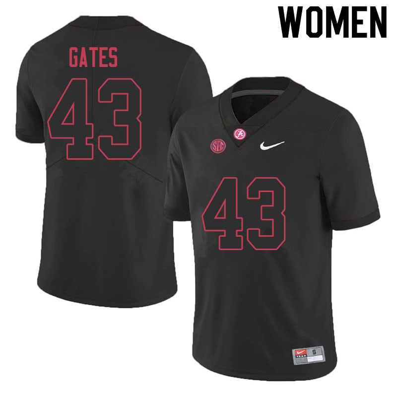 Alabama Crimson Tide Women's A.J. Gates #43 Black NCAA Nike Authentic Stitched 2020 College Football Jersey CJ16S71AZ